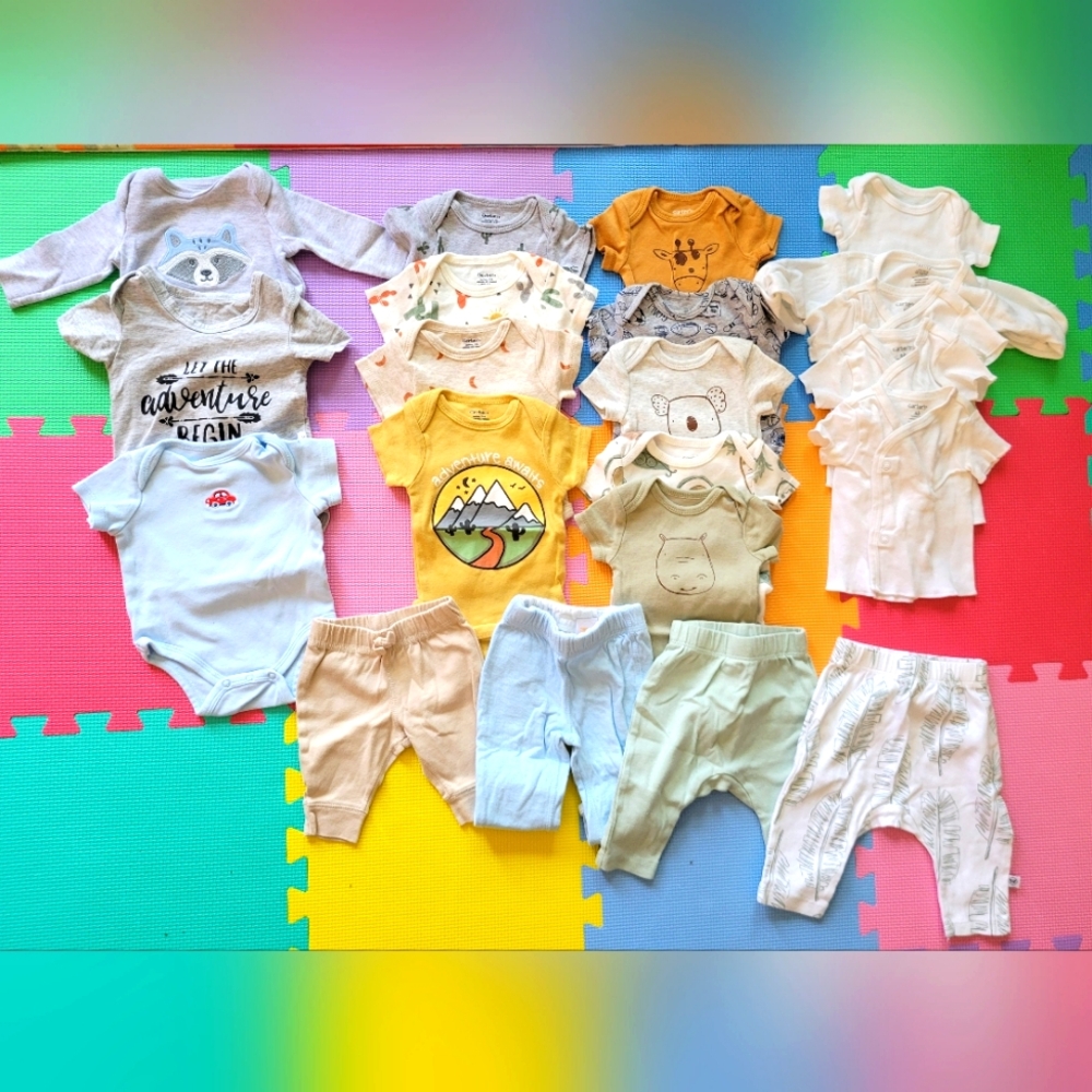 Newborn Assorted Baby Boy Onesies and Pants Set Gerber, Carters, Assorted